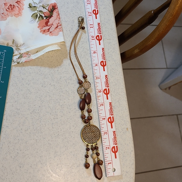 Unique Vintage Brown and Cream Beaded Necklace - Picture 4 of 6